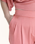"The Cora" Two-Piece Crop Top & Elastic Waist Palazzo Pant Set With Pockets
