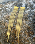 "Medusa" 18K Gold Plated Snake Herringbone Fringe Chandelier Earrings