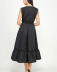 "The Audrey" Little Black Midi Dress With Ladder Trim Detail & Pockets