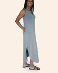 "The Harper" Butter Soft Sleeveless High-Neck Side Slit Maxi Dress With Pockets