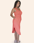 "The Brittany" Butter Soft Sleeveless Jersey Drawstring Waist Dress With Pockets