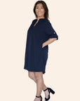 "The Miranda" NYC Chic Long Sleeve Oversized Tunic Shirt Dress With Pockets