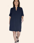 "The Miranda" NYC Chic Long Sleeve Oversized Tunic Shirt Dress With Pockets