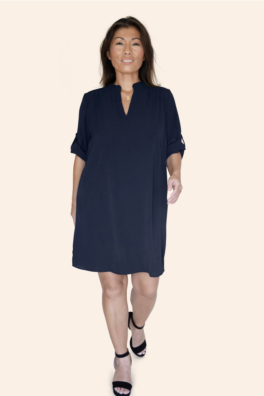 "The Miranda" NYC Chic Long Sleeve Oversized Tunic Shirt Dress With Pockets